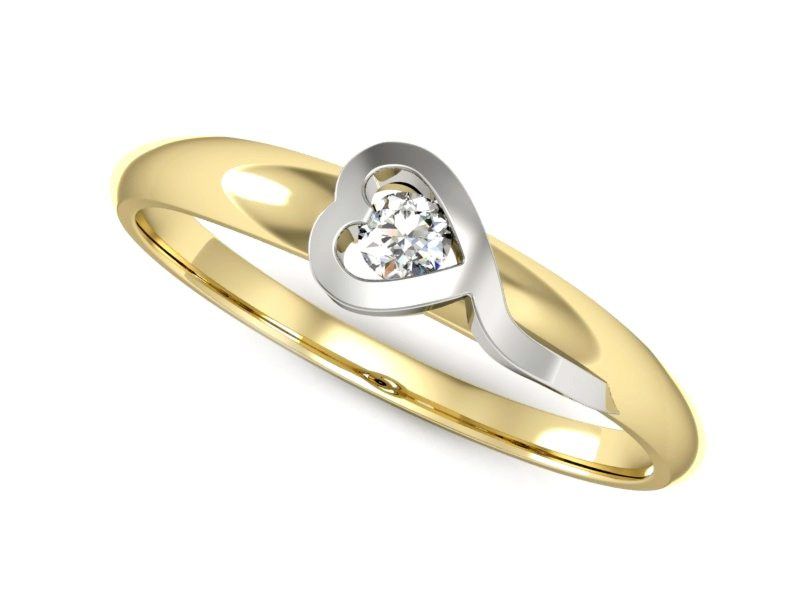 Złoty Pierścionek z diamentem żółte i białe złoto proba 585 - p15067zb_Si_H