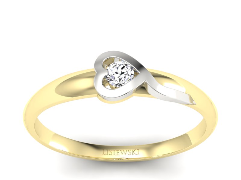 Złoty pierścionek z diamentem - p15067zb_Si_H