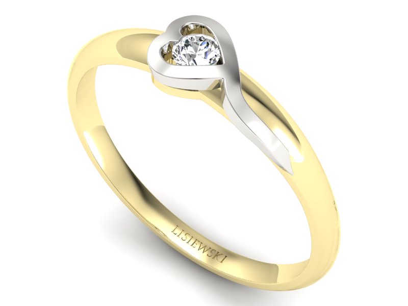 Złoty pierścionek z diamentem - p15067zb_Si_H — zdjęcie 3