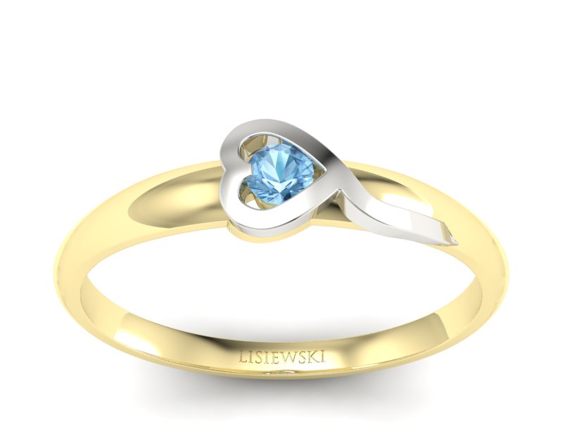 Pierścionek z topazem z żółtego i białego złota - p15067zba