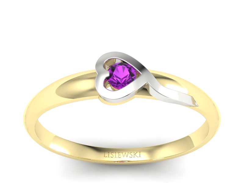 Pierścionek zaręczynowy z ametystem - p15067zbat