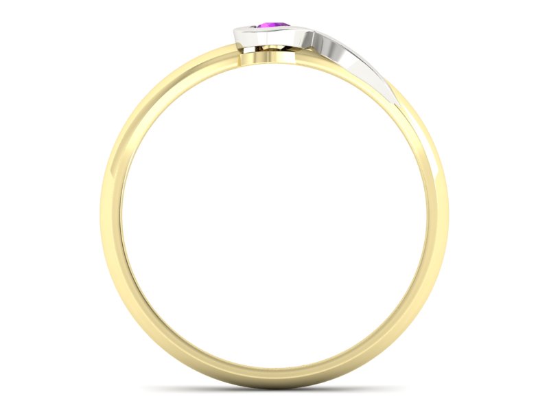 Pierścionek zaręczynowy z ametystem - p15067zbat — zdjęcie 2