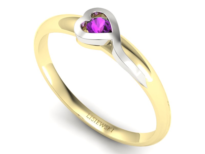 Pierścionek zaręczynowy z ametystem - p15067zbat — zdjęcie 3