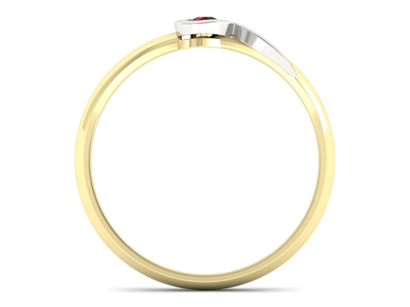 Pierścionek z granatem żółte i białe złoto - p15067zbgr — zdjęcie 2