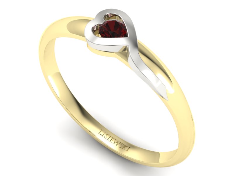 Pierścionek z granatem żółte i białe złoto - p15067zbgr — zdjęcie 3