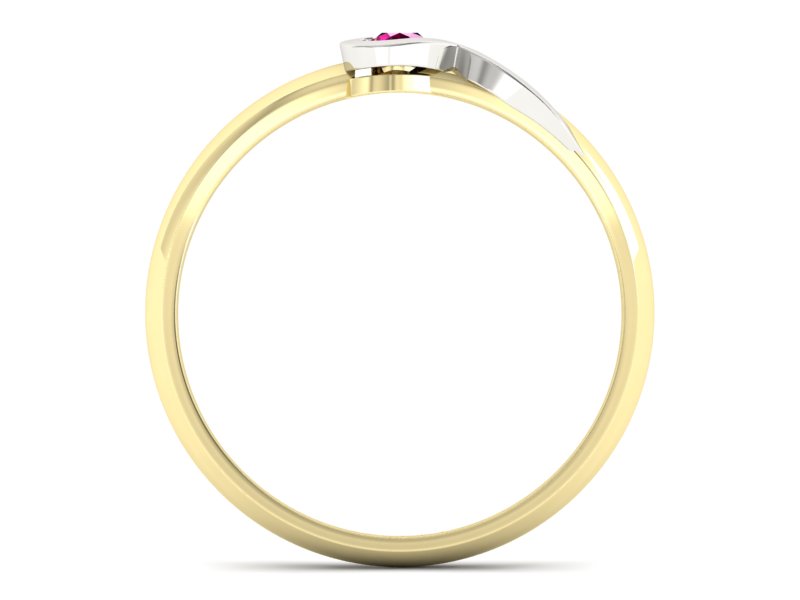 Pierścionek z rubinem z żółtego i białego złota - p15067zbr — zdjęcie 2