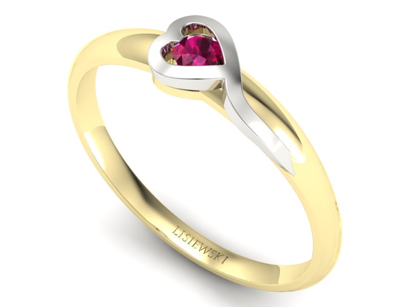 Pierścionek z rubinem z żółtego i białego złota - p15067zbr — zdjęcie 3