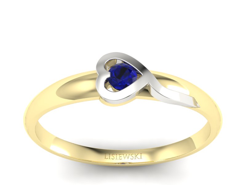 Pierścionek ze spinelem żółte i białe złoto - p15067zbsp