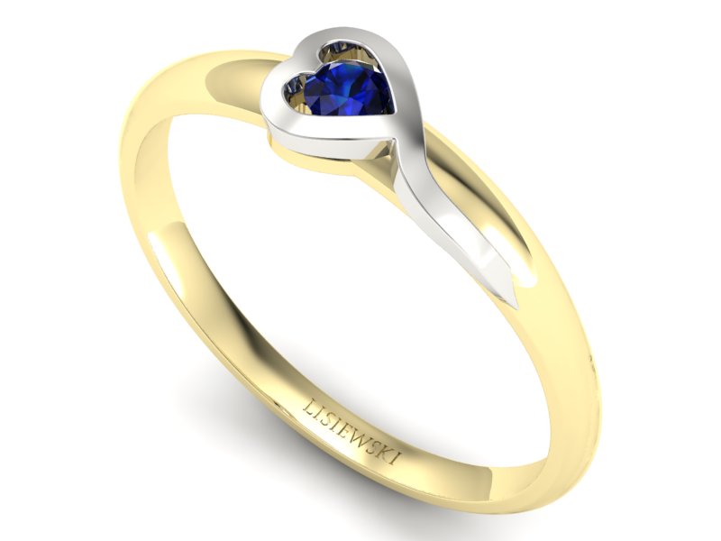 Złoty pierścionek z szafirem dwukolorowe złoto - p15067zbsz — zdjęcie 3