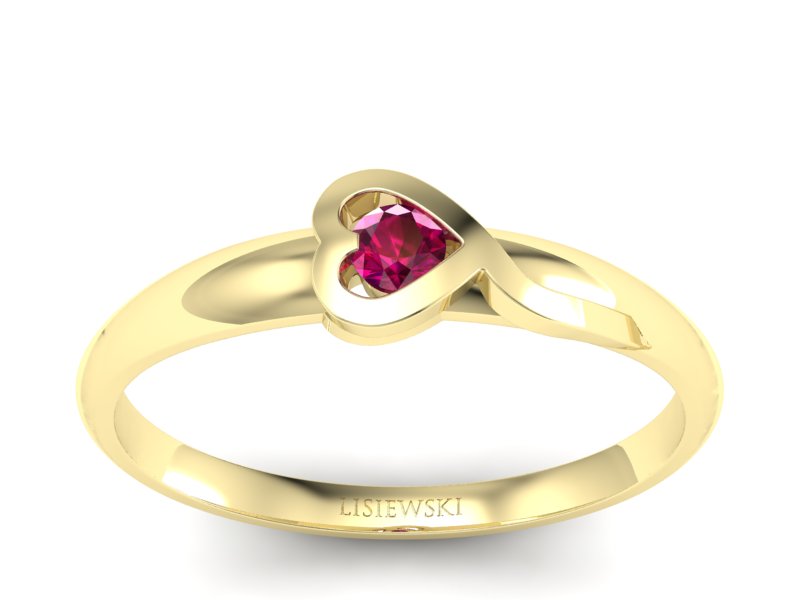 Złoty pierścionek z rubinem złoto - p15067zr