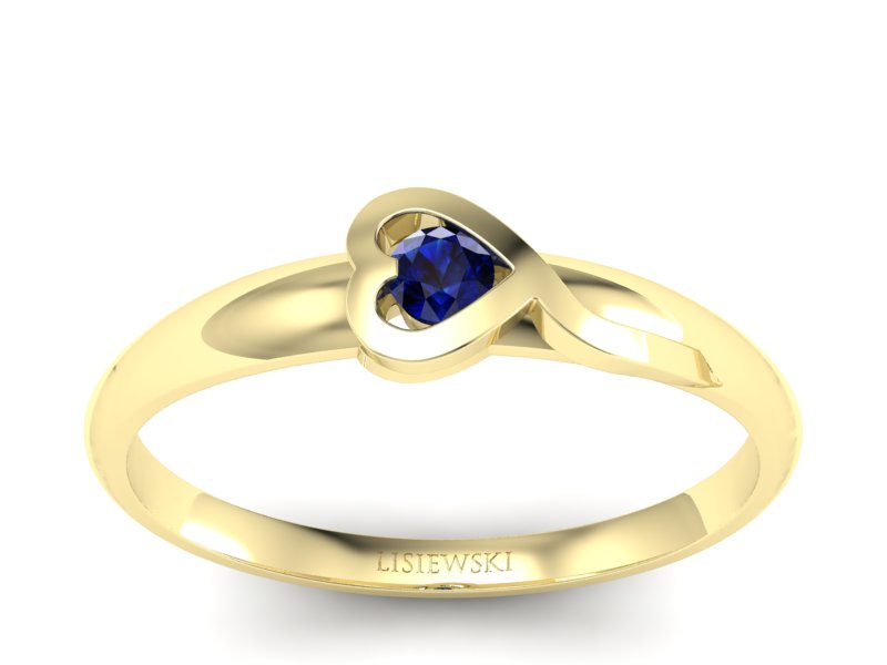 Złoty pierścionek z szafirem żółte złoto - p15067zsz
