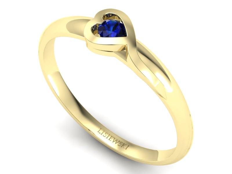 Złoty pierścionek z szafirem żółte złoto - p15067zsz — zdjęcie 3