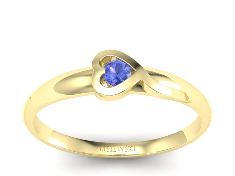 Złoty pierścionek z tanzanitem żółte złoto - p15067zt