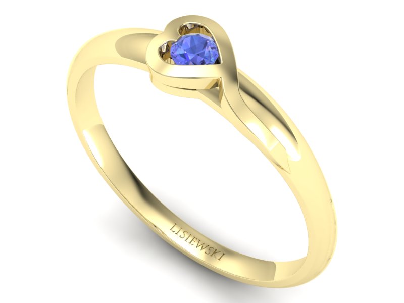 Złoty pierścionek z tanzanitem żółte złoto - p15067zt — zdjęcie 3