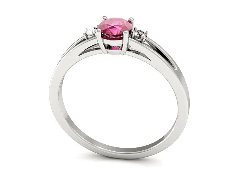 Pierścionek z rubinem i brylantami białe złoto - P15068BR — zdjęcie 3