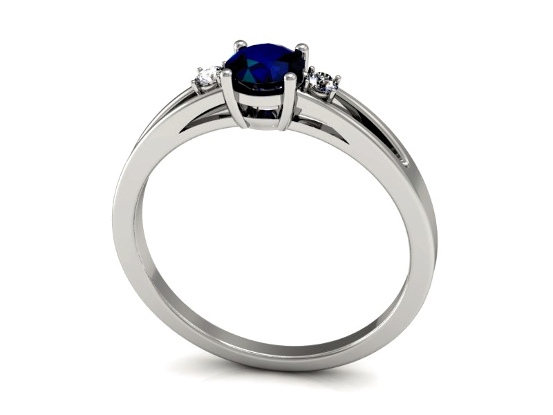 Pierścionek zaręczynowy z szafirem i brylantami - P15068BSA — zdjęcie 3