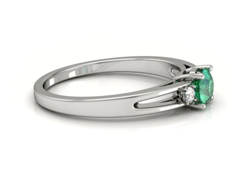 Złoty pierścionek ze szmaragdem i brylantami - P15068BSM — zdjęcie 2