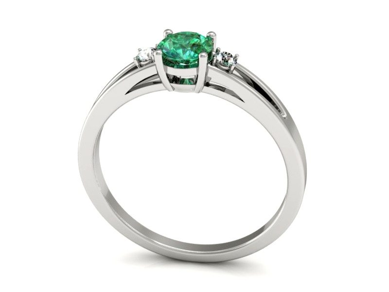 Złoty pierścionek ze szmaragdem i brylantami - P15068BSM — zdjęcie 3