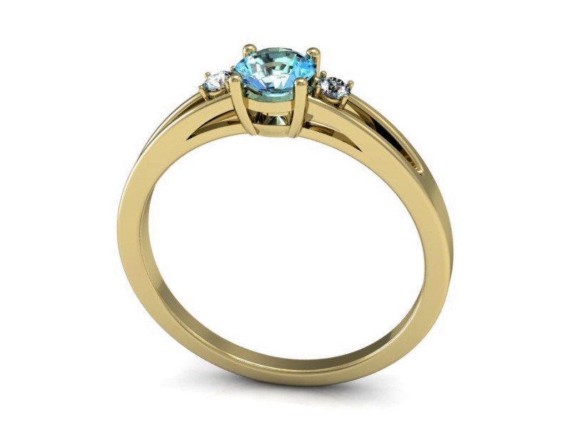 Pierścionek z topazem i brylantami żółte złoto - P15068za — zdjęcie 3