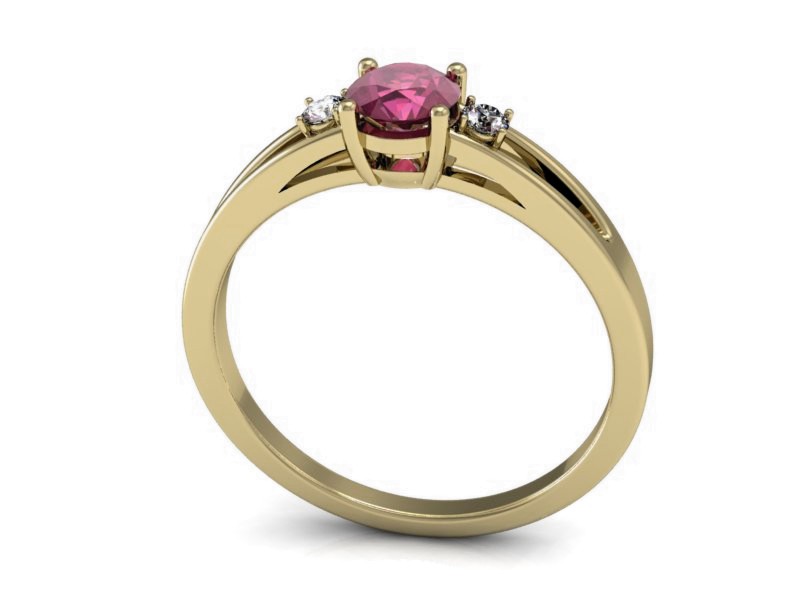 Pierścionek zaręczynowy z rubinem i brylantami - P15068ZR — zdjęcie 3