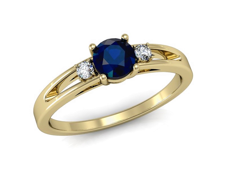 Pierścionek zaręczynowy z szafirem i brylantami - P15068ZSA