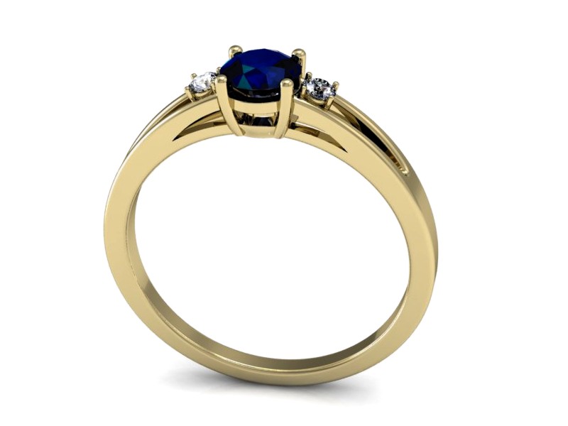 Pierścionek zaręczynowy z szafirem i brylantami - P15068ZSA — zdjęcie 3