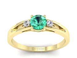 Złoty pierścionek ze szmaragdem z brylantami - P15068ZSM