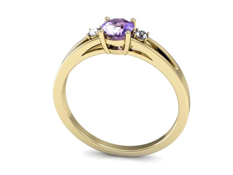 Złoty pierścionek z tanzanitem z brylantami - P15068ZT — zdjęcie 3