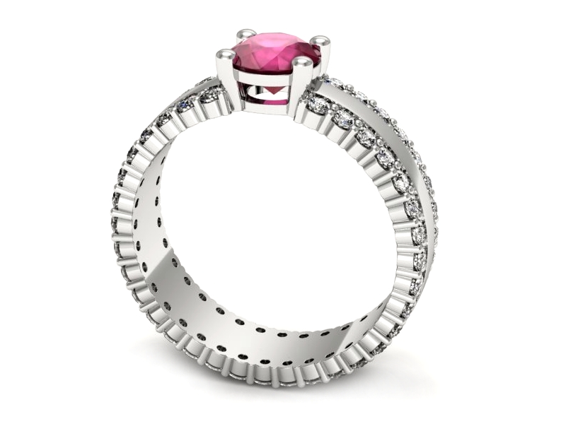 Pierścionek z rubinem i brylantami białe złoto - p15069br — zdjęcie 3