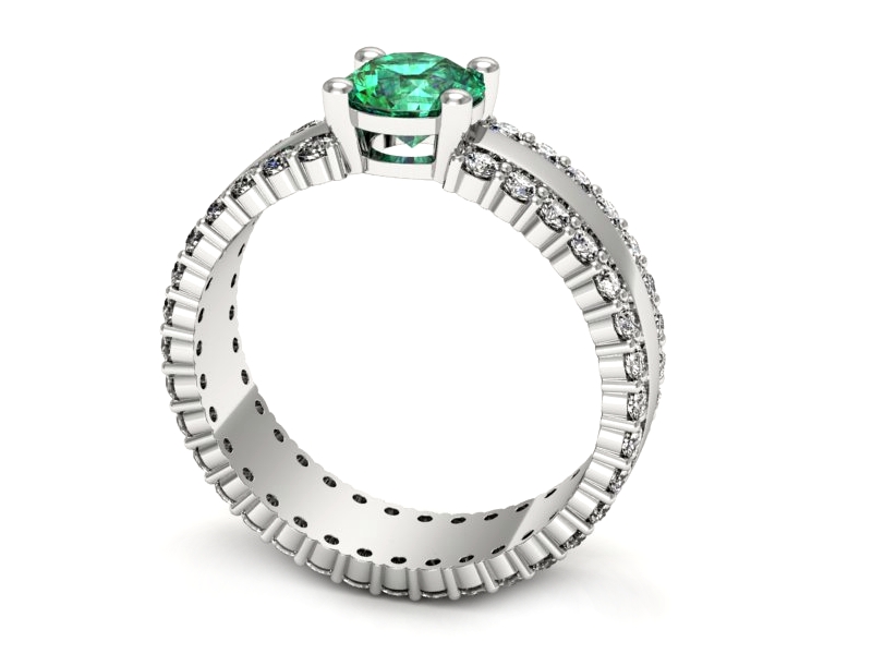 Złoty pierścionek ze szmaragdem i brylantami - p15069bsm — zdjęcie 3