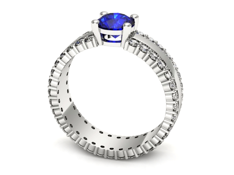Pierścionek z szafirem białe złoto z brylantami - p15069bszc — zdjęcie 3