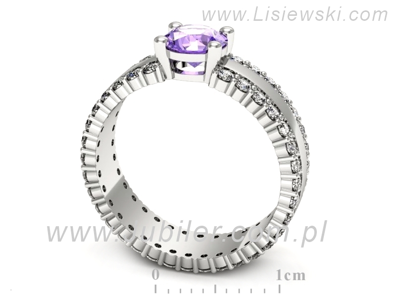 Pierścionek z tanzanitem białe złoto z brylantami - p15069bt — zdjęcie 3