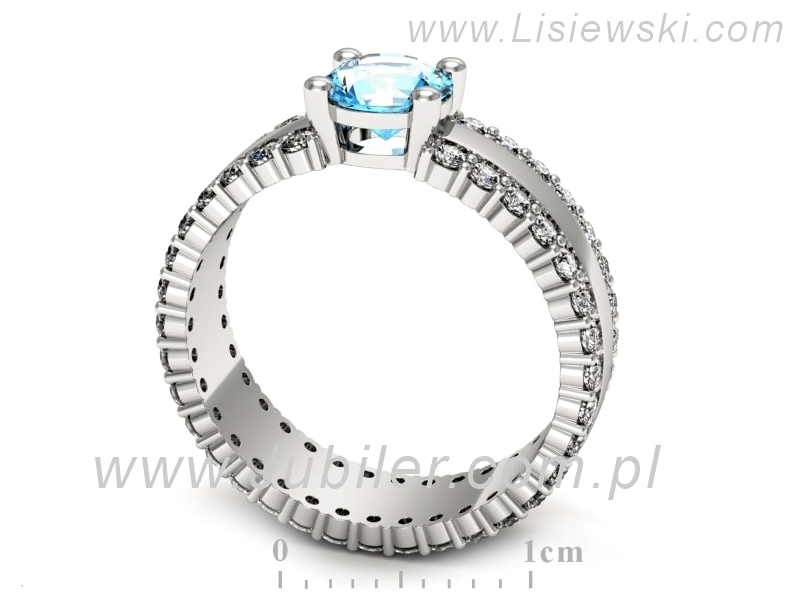 Pierścionek z topazem i brylantami białe złoto - p15069btp — zdjęcie 3