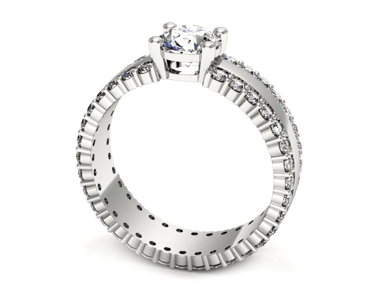 Złoty pierścionek z brylantami białe złoto - p15069bV — zdjęcie 3