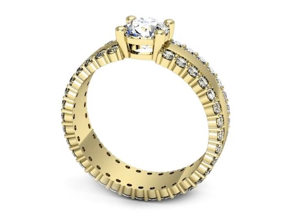 Klasyczny Złoty pierścionek z diamentami żółte złoto 585 - P15069z