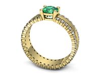 Pierścionek ze szmaragdem i diamentami w żółtym złocie - p15069zsm- 3
