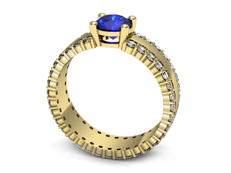 Złoty pierścionek z szafirem i brylantami - p15069zszc — zdjęcie 3