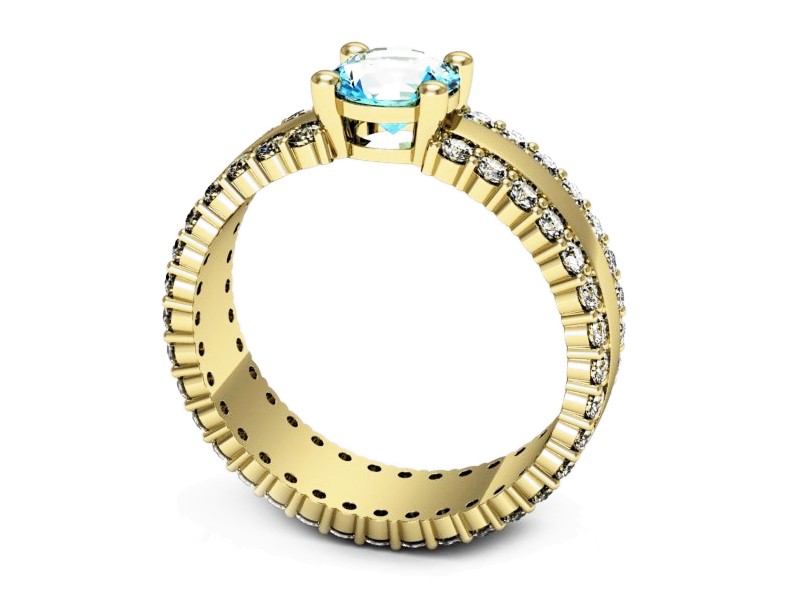 Pierścionek z topazem i brylantami żółte złoto - p15069ztp — zdjęcie 3