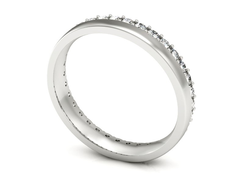 Pierścionek obrączka z brylantami białe złoto - P15071B — zdjęcie 3