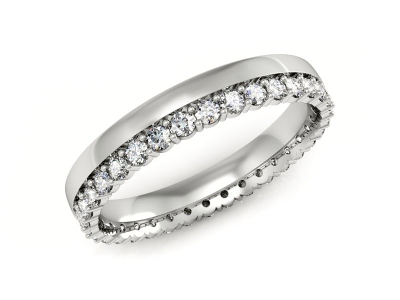 Pierścionek obrączka z brylantami białe złoto - P15071B