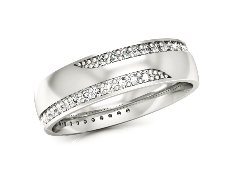 Pierścionek obrączka z brylantami białe złoto - P15073B