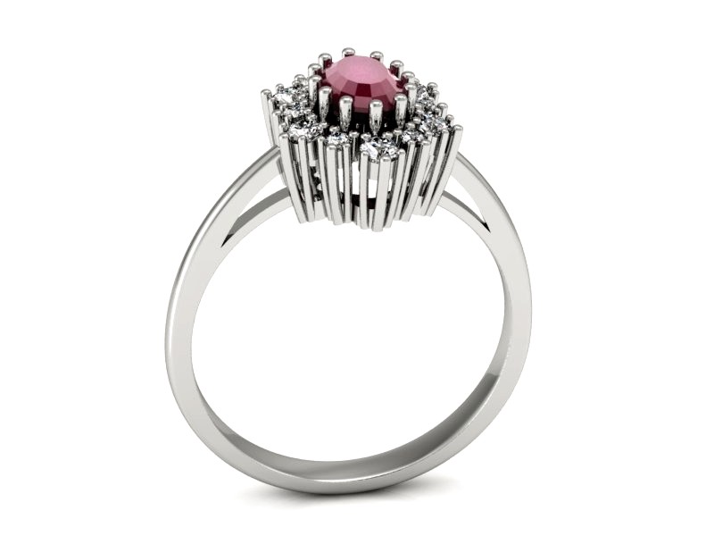 Pierścionek z rubinem i brylantami białe złoto - p15074br — zdjęcie 3