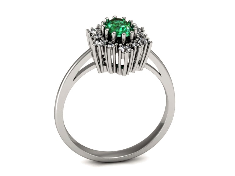 Złoty pierścionek ze szmaragdem i brylantami - p15074bsm — zdjęcie 3