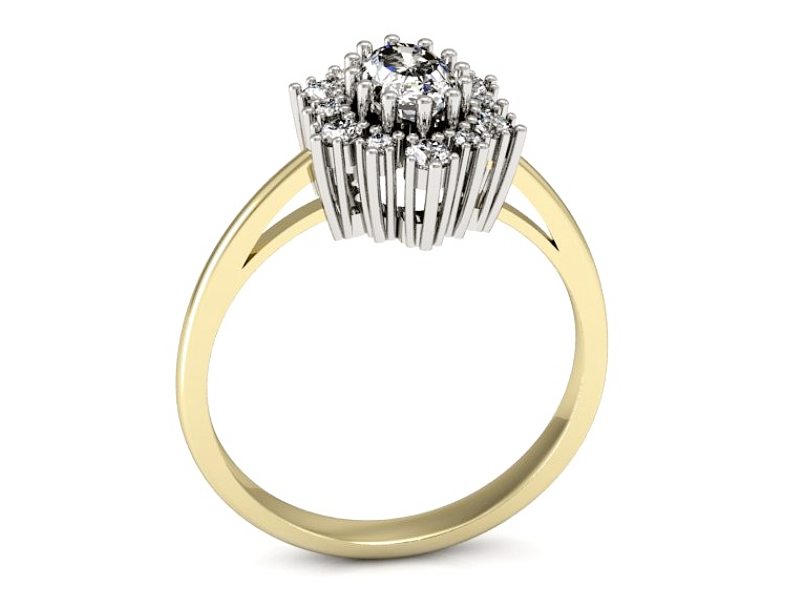 Pierścionek z diamentami żółte i białe złoto - p15074zb — zdjęcie 3
