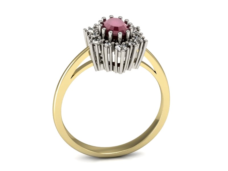 Pierścionek zaręczynowy z rubinem i brylantami - p15074zbr — zdjęcie 3