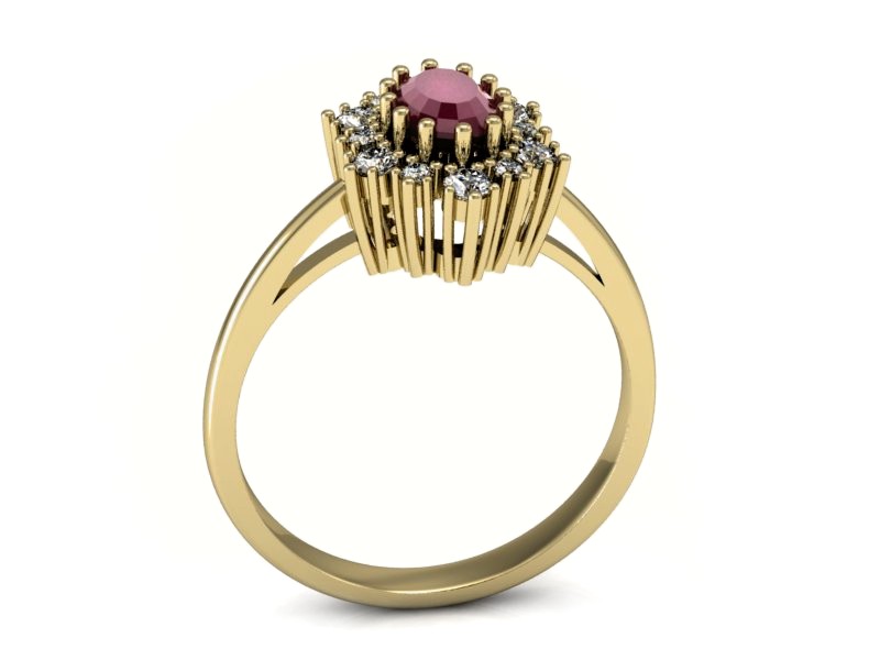 Pierścionek z rubinem i brylantami żółte złoto - p15074zr — zdjęcie 3