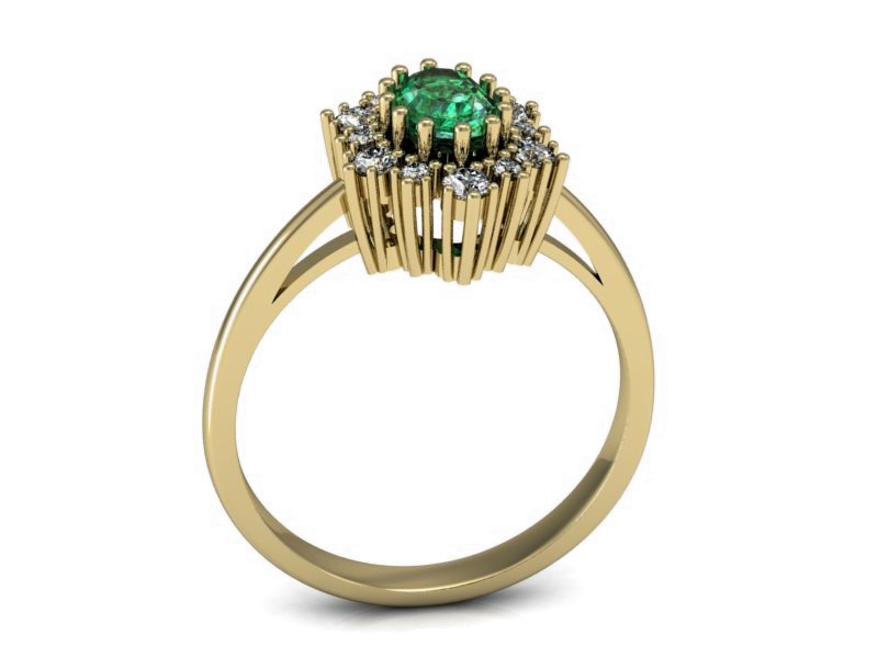 Złoty pierścionek ze szmaragdem i brylantami - p15074zsm — zdjęcie 3