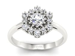 Pierścionek zaręczynowy z diamentami białe złoto - p15075b