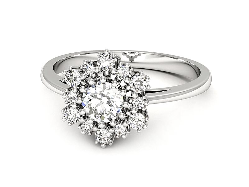 Pierścionek zaręczynowy z diamentami białe złoto - p15075b — zdjęcie 2