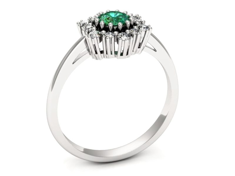 Złoty pierścionek ze szmaragdem i brylantami - p15075bsm — zdjęcie 3